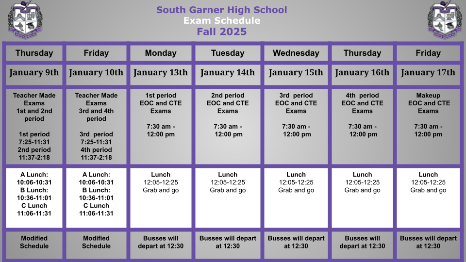  Fall Exam Schedule